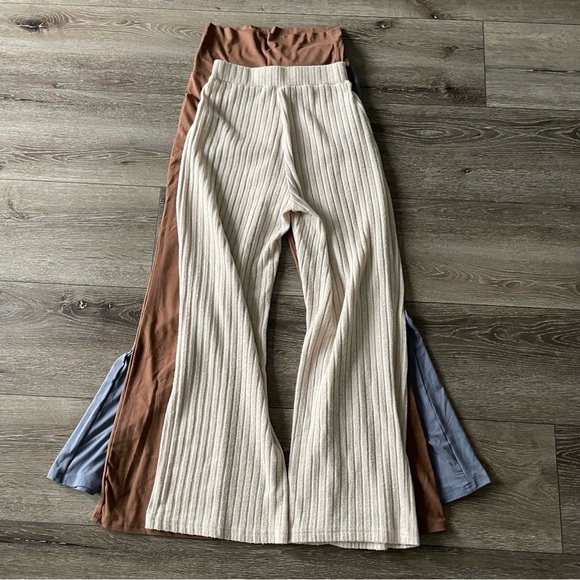 Set of 3 SHEIN lounge pants Brown & Blue (NWOT) Size Med Ribbed pair Size Small - Picture 3 of 5
